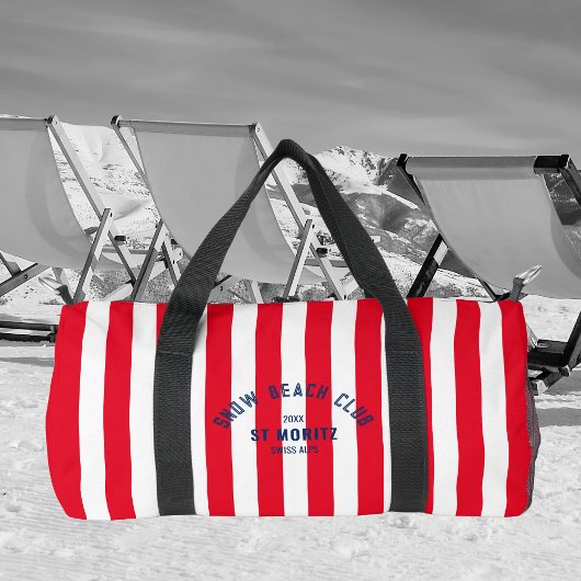 Snow Beach Club Red Cabana Stripe Monogram Duffle Bag
