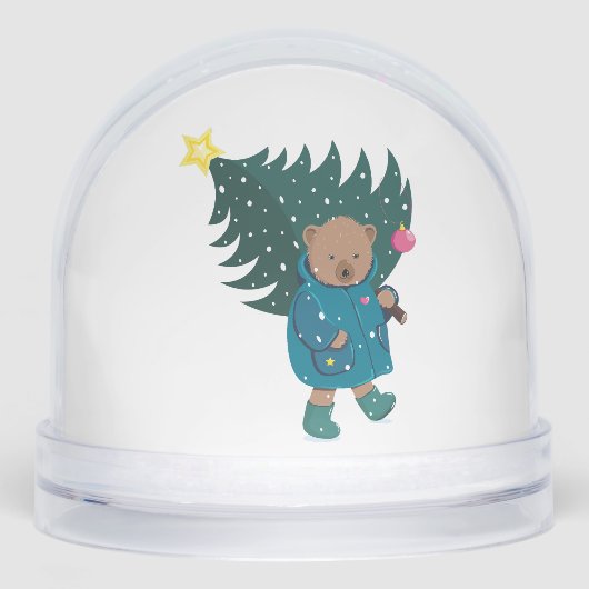 Snow Bear Cute Cartoon. Schneekugeln (Vorderseite)