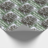 Snow bedeckt Evergreen Tree Foto Grußname Geschenkpapier (Ecke)