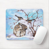 Snow Birds and Bunny Mouse Pad Mousepad (Mit Mouse)