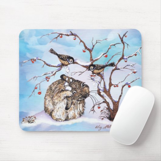 Snow Birds and Bunny Mouse Pad Mousepad (Mit Mouse)