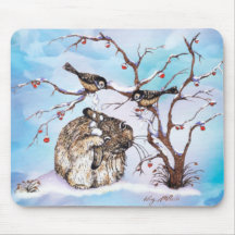 Snow Birds and Bunny Mouse Pad