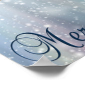 Snow Blue Bokeh Ornaments Weihnachten Poster (Ecke)