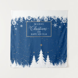 Snow Blue Christmas Backdrop Winter banner Wandteppich