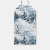 Snow Blue Christmas Trees Deer Window Geschenkanhänger (Rückseite)