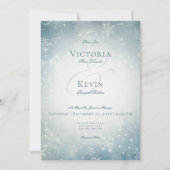 Snow Blue & White Sparkle zwei Seiten Einladung (Vorderseite)