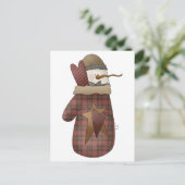 Snow Bobbins ・ Snowman & Mitten Postkarte (Stehend Vorderseite)