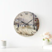 Snow, Boulevard de Clichy, Paris, Paul Signac Große Wanduhr (Zuhause)