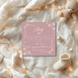 Snow Bow pink baby Labor Delivery NICU Hospital Dankeskarte