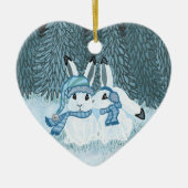 Snow Bunnies Keramik Ornament (Vorne)