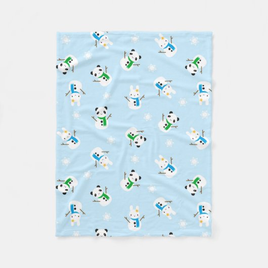 Snow Bunnies & Snow Pandas Fleecedecke (Vorderseite)