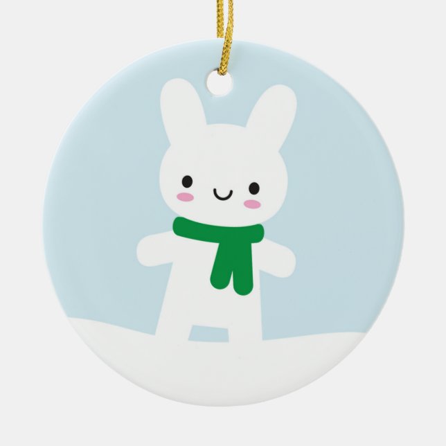 Snow Bunny & Bear - Doppelseitig Keramikornament (Vorne)