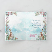 Snow Bunny Blue Moderne Aquarellmalerei Feiertagskarte (Innenseite)