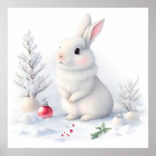 Snow Bunny Christmas Poster
