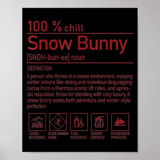 Snow Bunny Definition Funny Trendy Winter Skiing C Poster (Vorne)