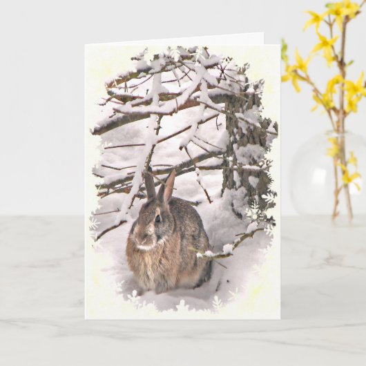 Snow Bunny Geburtstag Karte (Gelbe Blume)