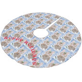 Snow Bunny Rabbit Weihnachtsbaum Rock Blau Weiß Polyester Weihnachtsbaumdecke (Schrägansicht)