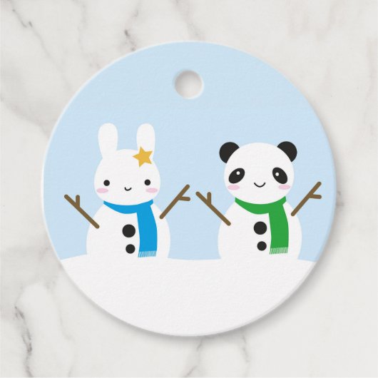 Snow Bunny & Snow Panda Geschenkanhänger (Vorderseite)
