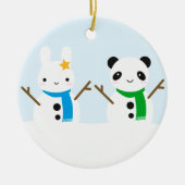 Snow Bunny & Snow Panda Keramik Ornament (Vorne)