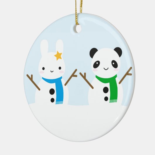 Snow Bunny & Snow Panda Keramik Ornament (Links)