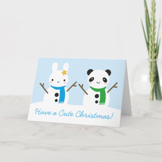 Snow Bunny & Snow Panda Niedliche Weihnachten (Vorderseite)