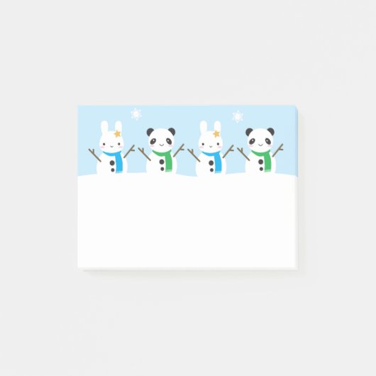 Snow Bunny & Snow Panda Post-it Klebezettel (Vorderseite)
