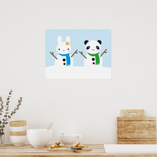 Snow Bunny & Snow Panda Poster (Küche)