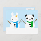 Snow Bunny & Snow Panda Postkarte (Vorne/Hinten)