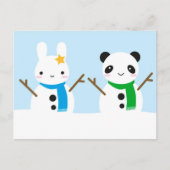 Snow Bunny & Snow Panda Postkarte (Vorderseite)