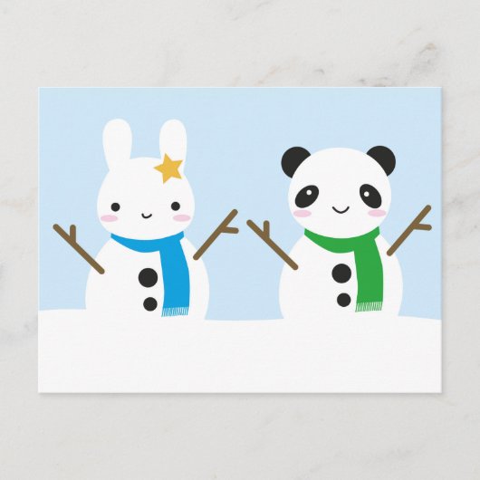 Snow Bunny & Snow Panda Postkarte (Vorderseite)