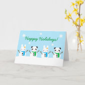 Snow Bunny & Snow Panda Weihnachten Karte (Gelbe Blume)