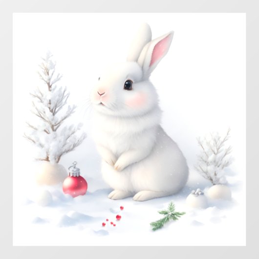 Snow Bunny Weihnachtsfenster Klammern Fensteraufkleber (Blatt)