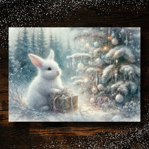 Snow Bunny Winter Forest KJV Bible Verse Weihnacht Feiertagskarte
