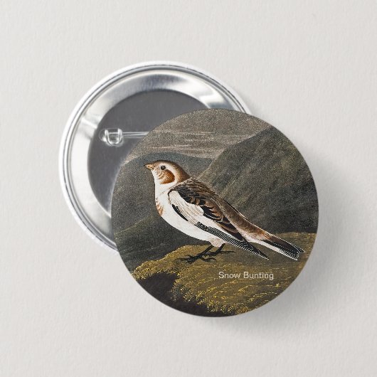 Snow Bunting by John James Audubon, Vogelbeobachte Button (Vorne & Hinten)