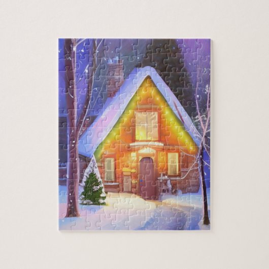 SNOW CABIN ART CHRISTMAS JIGSAW PUZZLE (Vertikal)