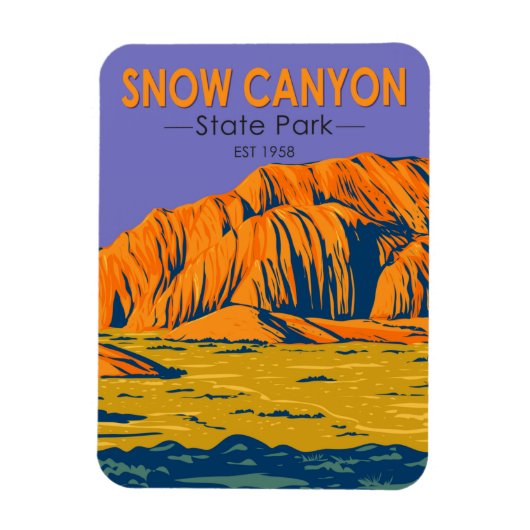 Snow Canyon Staat Park Utah Vintag Magnet (Vertikal)