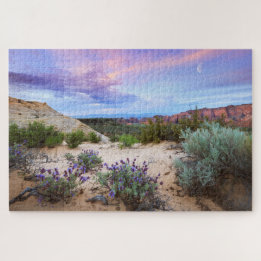 Snow Canyon Sunrise Wildblumen Landscape Foto Puzzle