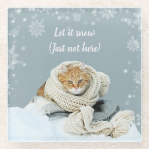 Snow Cat Glass Untersetzer