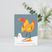 Snow Chicken Friends Postkarte (Stehend Vorderseite)