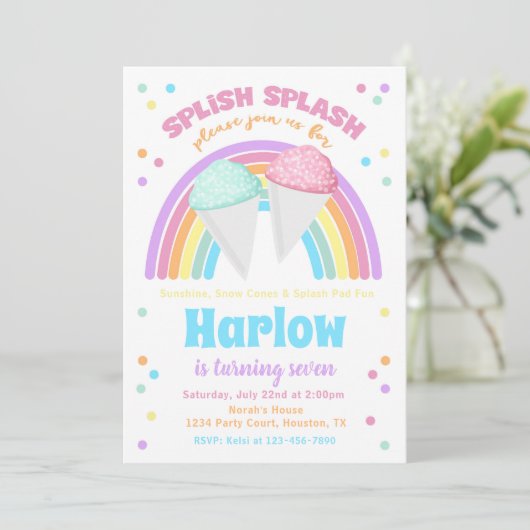 Snow Cone Pool-Party Einladung (Stehend Vorderseite)