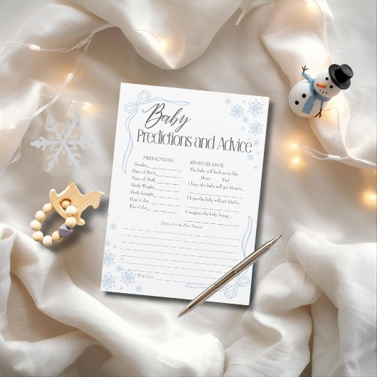 Snow Coquette Blue Baby Predictions & Advice Card Einladung