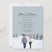 Snow Couple Foto Probe Dusty Blue Einladung (Vorderseite)