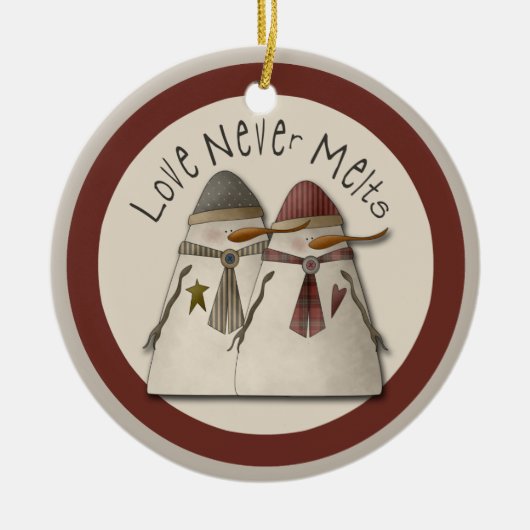 Snow Couple Keramik Ornament (Vorne)