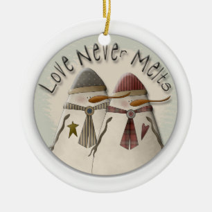 Snow Couple Keramik Ornament