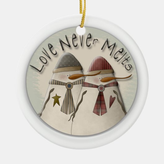 Snow Couple Keramik Ornament (Vorne)