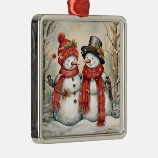 Snow Couple Ornament Aus Metall (Rechts)