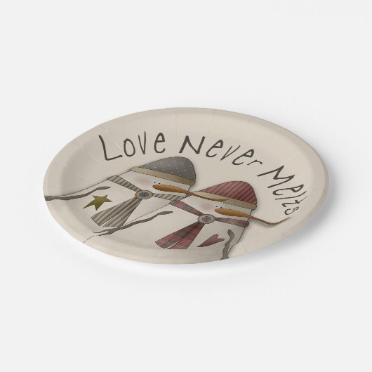 Snow Couple Pappteller (Schrägansicht)