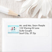 Snow Couple Waving Hi Christmas Address Labels (Insitu)