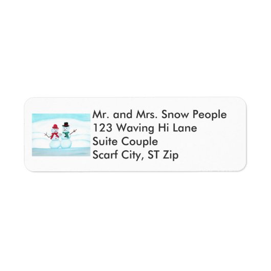 Snow Couple Waving Hi Christmas Address Labels (Vorne)