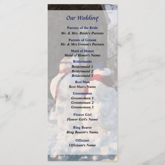 Snow Couple Wedding Program Programm (Rückseite)
